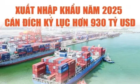 Infographics: Năm 2025, xuất nhập khẩu hàng hóa cán đích kỷ lục hơn 930 tỷ USD