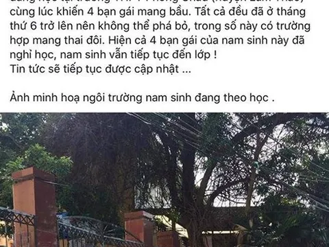 Thông tin mới vụ nam sinh nghi làm 4 nữ sinh có thai ở Phú Thọ