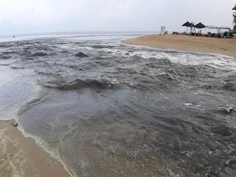 Đà Nẵng: Nước thải đen ngòm ồ ạt đổ ra biển