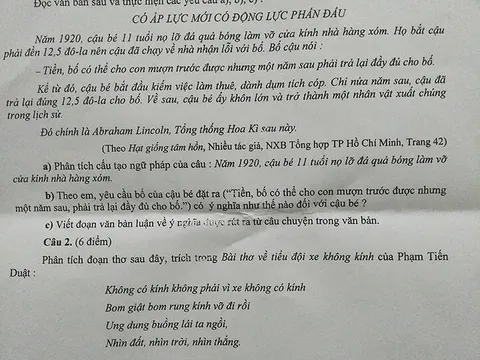 Giám đốc Sở GD&ĐT Bến Tre liên tiếng trước sai sót trong đề thi Ngữ văn vào lớp 10 tại Bến Tre