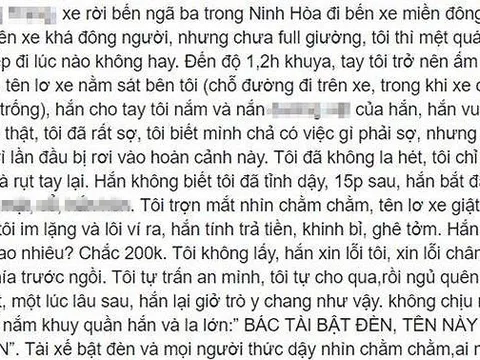 Cô gái tố bị nhân viên xe khách Phương Trang sàm sỡ lúc đang ngủ