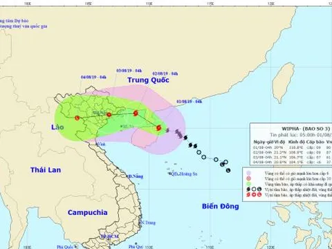 Chiều 1/8, bão số 3 đi vào khu vực phía Bắc của Vịnh Bắc Bộ và có khả năng mạnh thêm