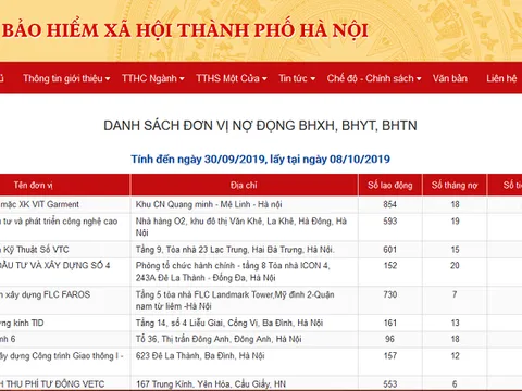 Hà Nội công khai 500 doanh nghiệp nợ đọng BHXH