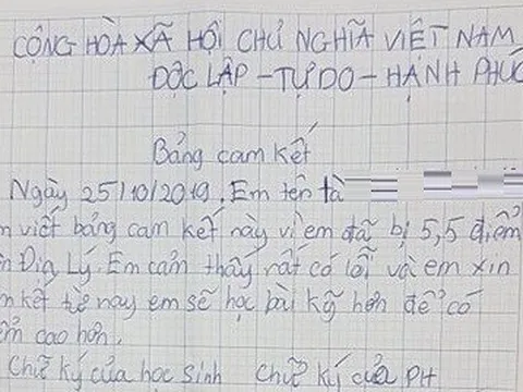 Sở GD&ĐT TP.HCM lên tiếng vụ học sinh lớp 6 phải viết cam kết vì điểm thấp