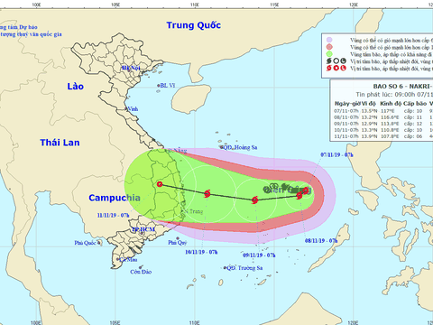 Bão số 6 liên tục mạnh thêm, ít dịch chuyển, sau đó có khả năng đổi hướng