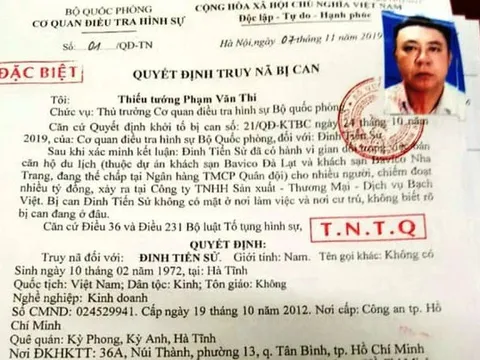 Cơ quan điều tra Bộ Quốc phòng truy nã tổng giám đốc Bavico Đinh Tiến Sử