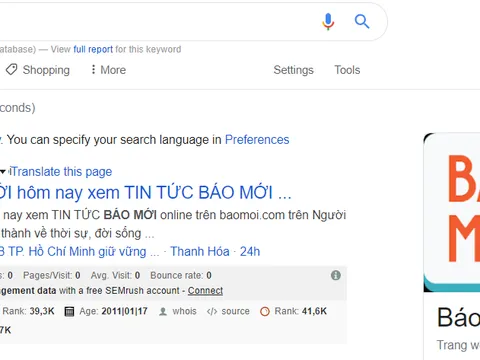 Google không hiển thị các kết quả tìm kiếm liên quan đến trang Báo Mới