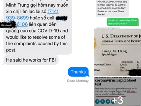 MC Kỳ Duyên bị FBI mời làm việc vì đăng bài về bộ test Covid-19 ở Mỹ
