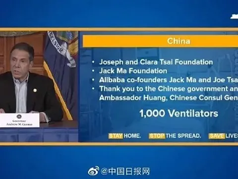 Dịch Covid-19 ở Mỹ: New York nhận được 1.000 máy thở từ Trung Quốc