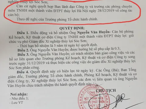 Cần làm rõ việc bổ nhiệm Phó Giám đốc Xí nghiệp nước Sóc Sơn