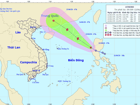 Áp thấp nhiệt đới đi vào Biển Đông đang mạnh lên thành cơn bão số 1