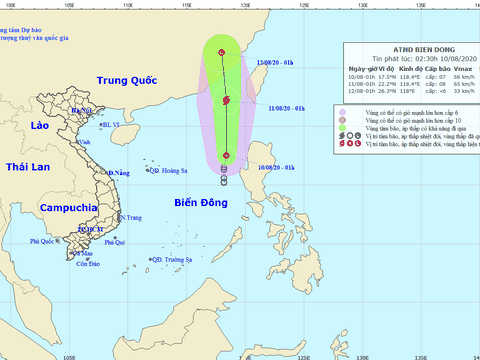 Áp thấp nhiệt đới trên Biển Đông mạnh lên thành bão
