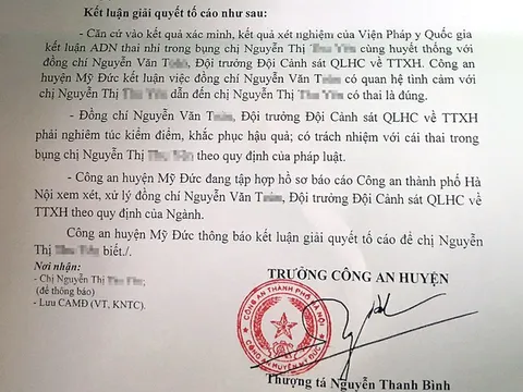 Đội trưởng công an huyện Mỹ Đức đã có vợ vẫn làm người khác mang thai