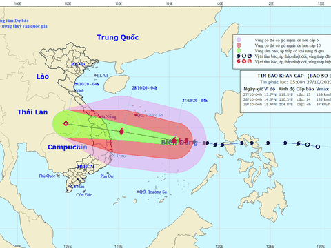 Tin bão số 9 khẩn cấp: Giật cấp 17, di chuyển nhanh hướng vào Đà Nẵng - Phú Yên