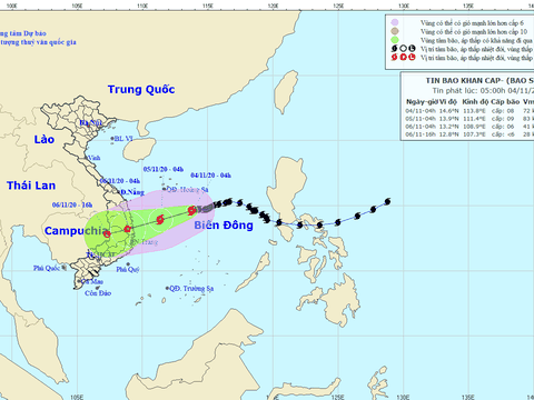 Bão số 10 cách quần đảo Hoàng Sa 320km, gió giật cấp 10