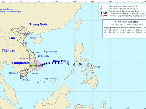 Bão số 12 đã suy yếu thành áp thấp nhiệt đới