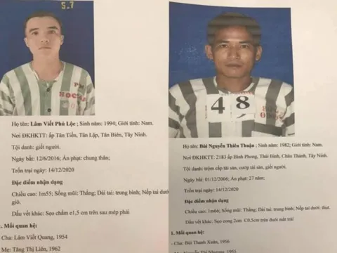 Truy nã 2 phạm nhân thụ án tội giết người trốn khỏi trại giam