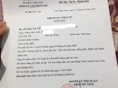 Thực hư thông tin bé gái 10 tuổi ở Khánh Hòa tử vong do virus corona từ Vũ Hán
