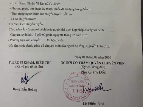 Xác định thông tin BV Nhân dân 115 chuyển viện bệnh nhân nhiễm virus corona