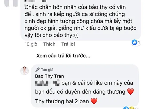 Bảo Thy đáp trả đanh thép khi antifan xúc phạm ông xã đại gia