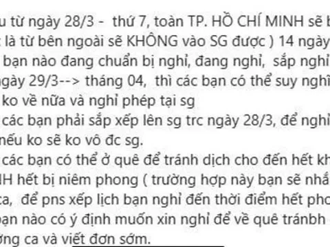 Thông tin TP.HCM phong tỏa vì dịch Covid-19 là hoàn toàn bịa đặt