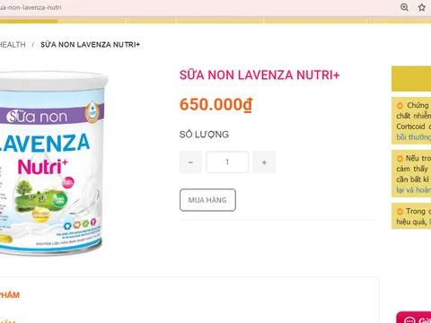 Công ty Lavenza Nutrition & Health quảng cáo sản phẩm trái quy định