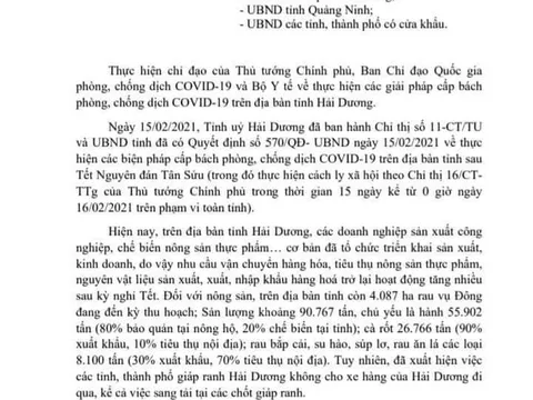 Hải Dương đề nghị các địa phương tạo điều kiện thông thương hàng hóa