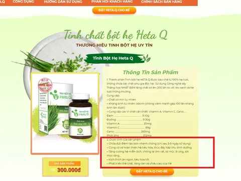 Viên sủi Keto Slim, tinh bột hẹ Heta Q quảng cáo ‘thổi phồng’ công dụng tràn lan trên internet