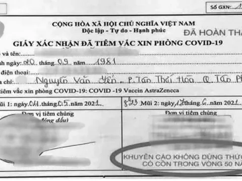 Sự thật về 'khuyến cáo không dùng thức uống có cồn trong 50 năm' sau tiêm vắc-xin Covid-19