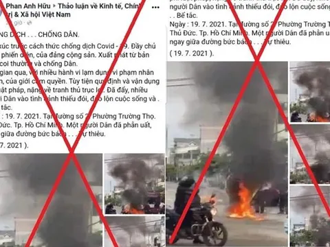 Thông tin 'một người dân phẫn uất tự thiêu tại TP.Thủ Đức' là sai sự thật