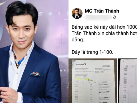 Trấn Thành chính thức tung 100 trong tổng số 1000 trang sao kê quyên góp từ thiện