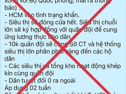 Thông tin 'TP.HCM vào tình trạng khẩn' là bịa đặt