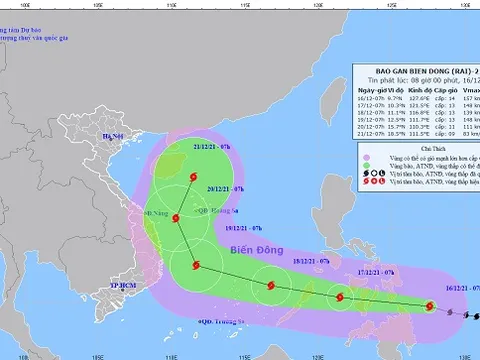 Bão Rai cách bờ biển miền Trung Phi-líp-pin 300km, gió giật cấp 17