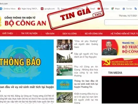 Cảnh báo chiêu trò giả mạo website của bộ Công an để lừa đảo