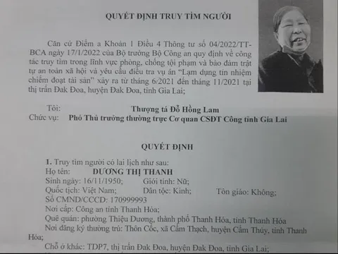 Truy tìm người phụ nữ 72 tuổi ở Gia Lai vay 19 tỷ đồng rồi bỏ trốn