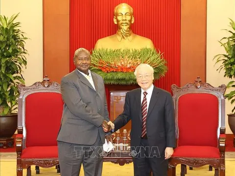 Tổng Bí thư Nguyễn Phú Trọng tiếp Tổng thống Uganda, Chủ tịch Đảng Phong trào Kháng chiến quốc gia