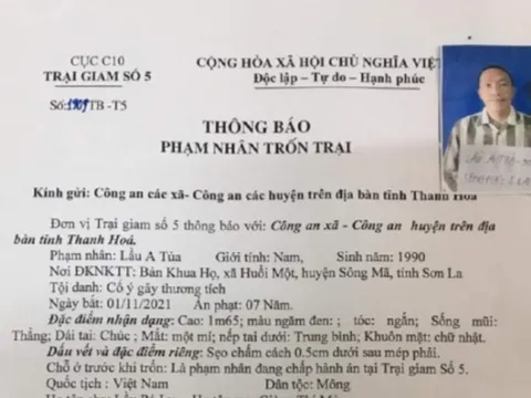 Truy tìm phạm nhân trốn khỏi Trại giam số 5 ở Thanh Hoá