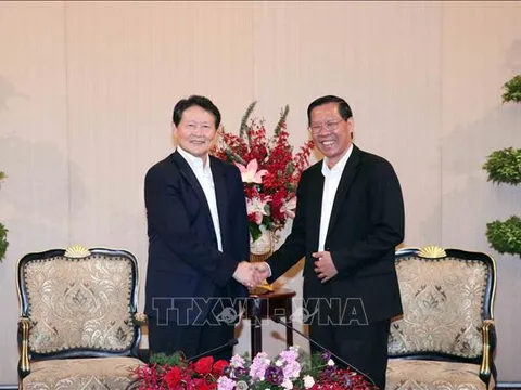 Lãnh đạo TP Hồ Chí Minh tiếp Chủ tịch Hội nghiên cứu xây dựng Đảng toàn quốc Trung Quốc