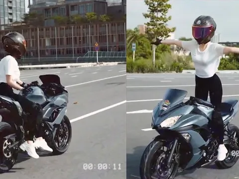 Xác minh, mời làm việc với người mẫu nổi tiếng thả 2 tay khi chạy xe mô tô