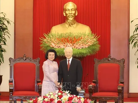 Tổng Bí thư Nguyễn Phú Trọng tiếp Chủ tịch Quốc hội Vương quốc Campuchia