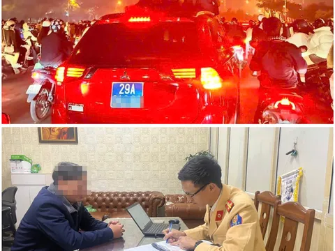 Xử phạt tài xế ô tô biển xanh chở 3 người trên nóc xe lưu thông trên đường ở Hà Nội