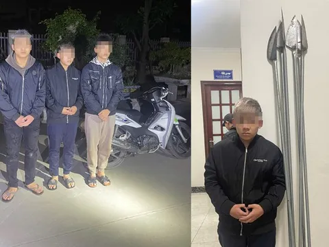 Bắt nhóm đối tượng mang hung khí đi đánh nhau ở Hà Nội