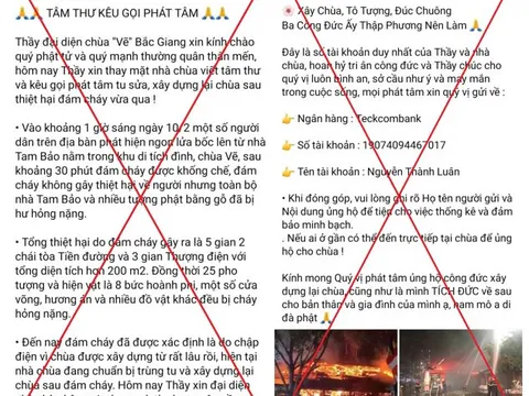 Cảnh giác thủ đoạn kêu gọi phát tâm tu sửa, xây dựng chùa để chiếm đoạt tài sản